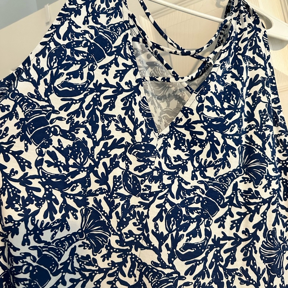NWT Lilly Pulitzer Kristen Flounce Dress in Oyster Bay Navy. Size XL. 🌴 🐚